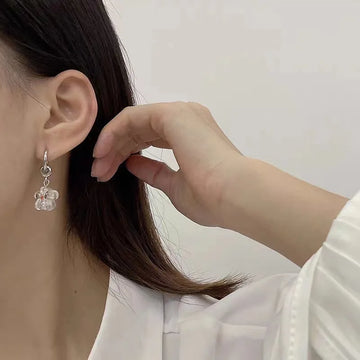 DAIIIBABYYY  -  Flower Glazed Earrings Clear Crystal Texture Paired Unique Cute Colorful Earrings Sweet Trendy Delicate Earrings Women's Jewelry